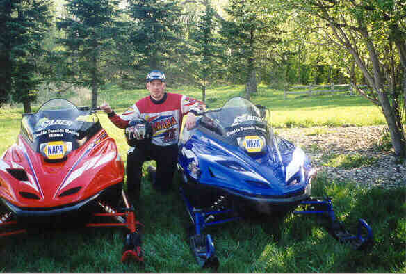 Another view of Jamie with his piped sleds.