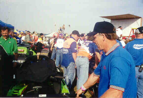 Here's Lyle waiting in line at HayDays to make a test run, with a Cat we were running that day.